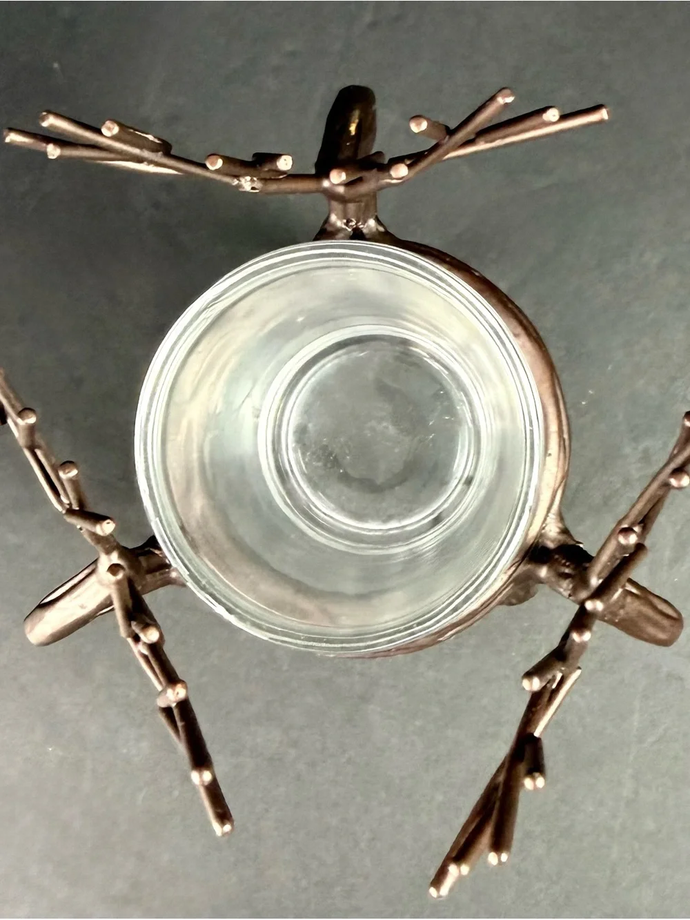 Yankee Candle Deer Votive Candle Holder Bronze Brown Metal Clear Glass Antlers